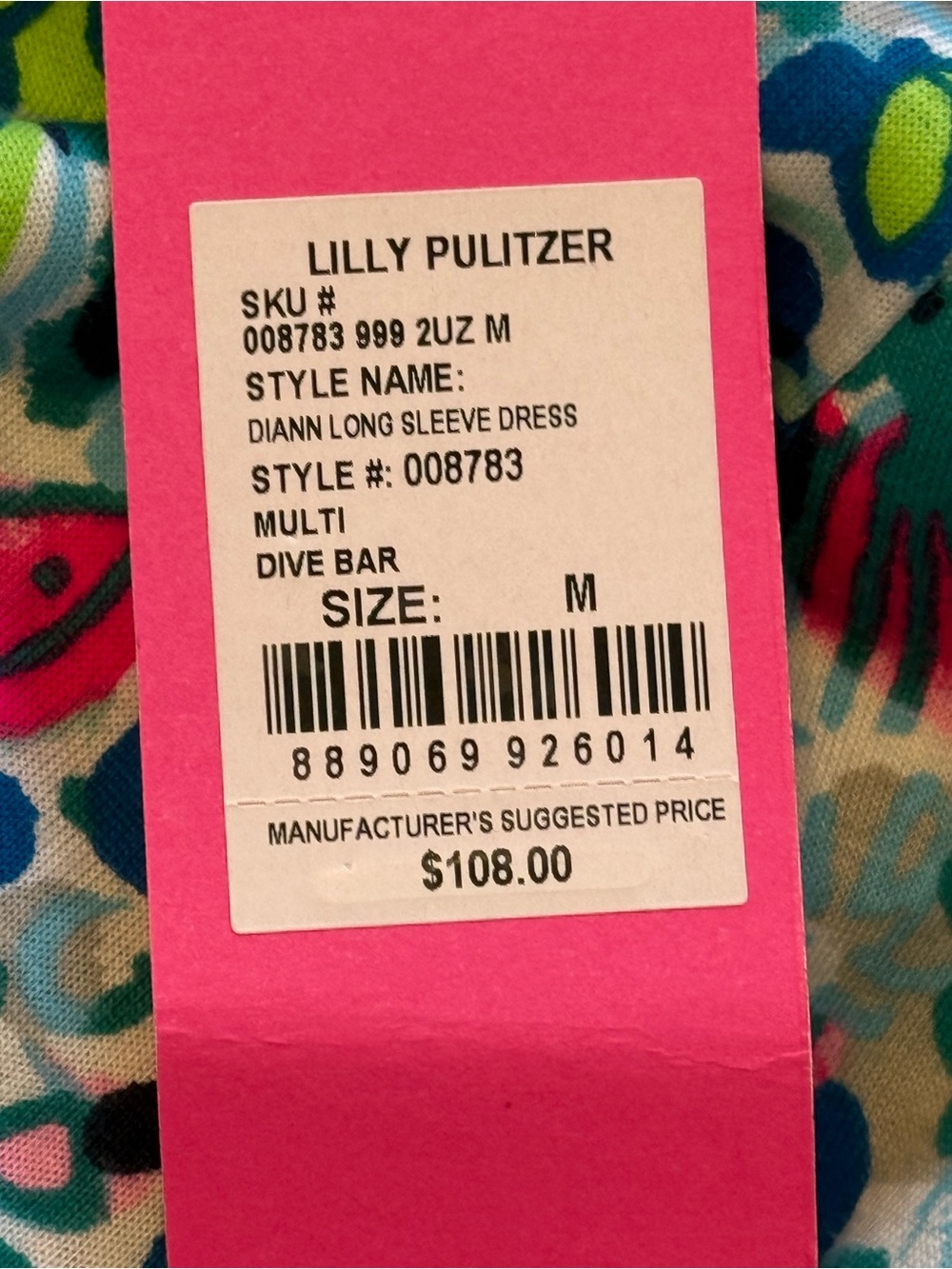 LILLY PULITZER: Diann Dress; Multi Dive Bar, Medium - Picture 6 of 7